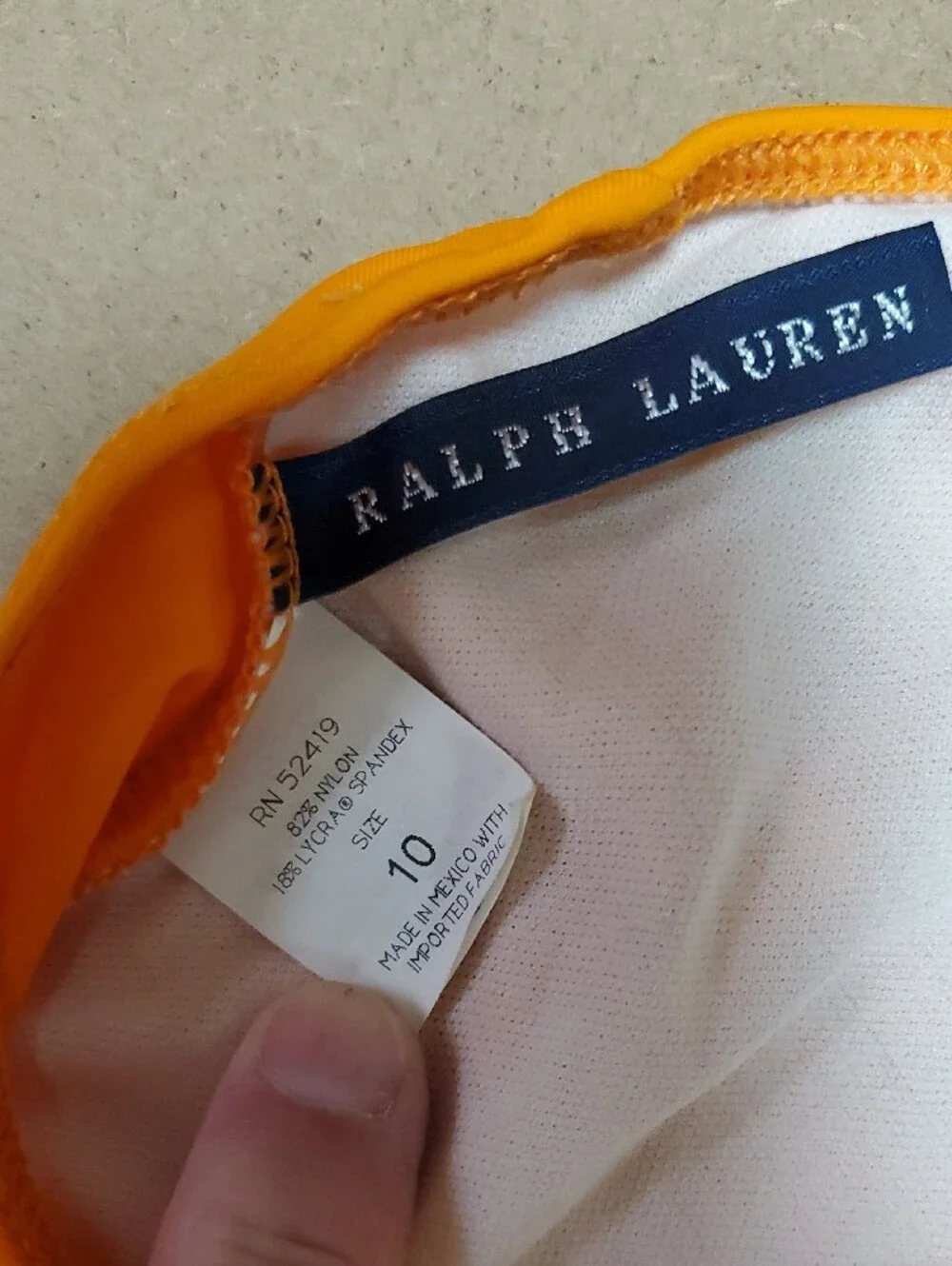 Vintage 1990's Ralph Lauren Girls Bright Orange Racerback One Piece Swimsuit